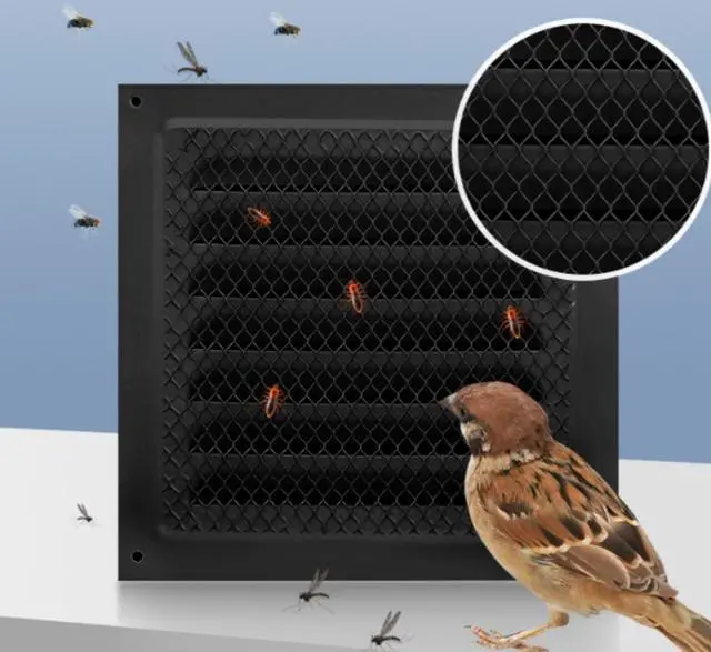 Alt view image 5 of 6 - 2pcs Attic Vent Soffit Vent Aluminum Wall Vent Metal Shed Vent Square Vent Louver Vent Grille with Built-in Insect Screen for Exterior Door House Attic Garage Ceiling (Black 6" x 6"-2 Pack)