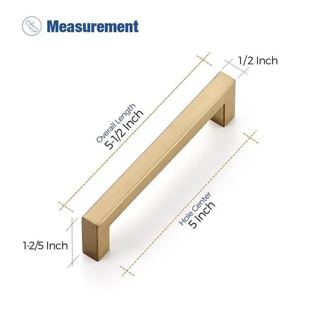 Alt view image 3 of 7 - Champagne Bronze Square Pulls Cabinet Handles,5 Inch,10 Pack | Stainless Steel Pull Feel, Square Bar Grip, Smooth Touch, Screwdriver Included, For Cupboards, Drawers, Dressers, Cabinets