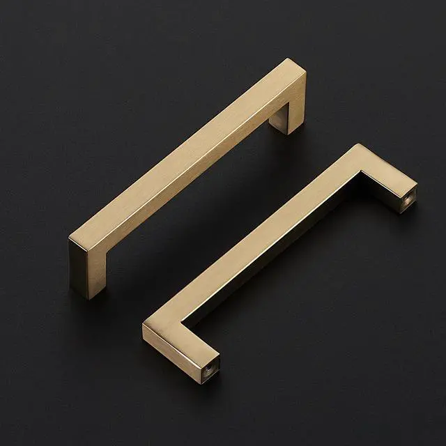 Alt view image 2 of 7 - Champagne Bronze Square Pulls Cabinet Handles,5 Inch,10 Pack | Stainless Steel Pull Feel, Square Bar Grip, Smooth Touch, Screwdriver Included, For Cupboards, Drawers, Dressers, Cabinets