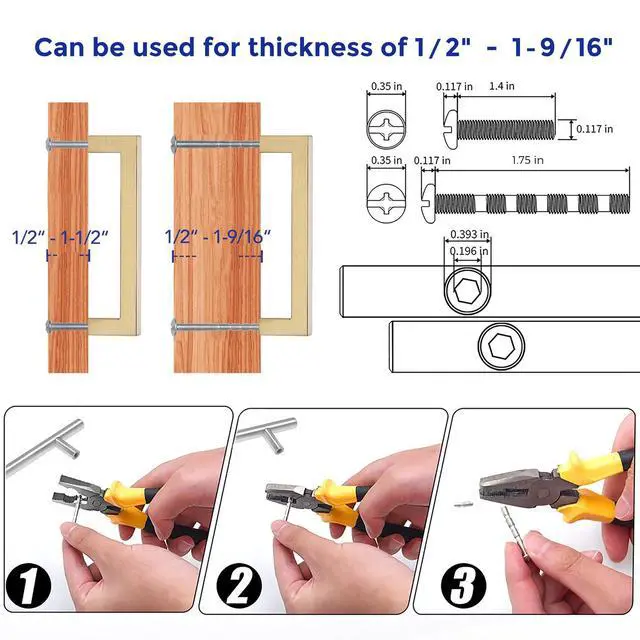 Alt view image 4 of 7 - Champagne Bronze Square Pulls Cabinet Handles,5 Inch,10 Pack | Stainless Steel Pull Feel, Square Bar Grip, Smooth Touch, Screwdriver Included, For Cupboards, Drawers, Dressers, Cabinets