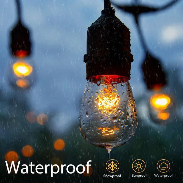 Alt view image 3 of 7 - 26 Pack S14 Incandescent Light Bulbs, Glass, 11W 2700K, Warm White | Waterproof, Dimmable E26 Edison Bulbs for Indoor Outdoor String Lights, Patio Lighting & Replacement Bulbs, UL Listed