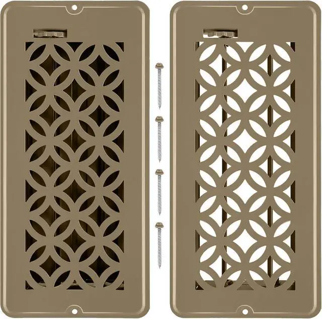 Main image of 2 Pack Floor Vent Covers, Floor Register 4x10, Adjustable Decorative Vent Covers for Home Floor Ceiling or Sidewall Vent, Heavy Duty Walkable Steel Floor Vents, Rust-Proof Finish (Brown)