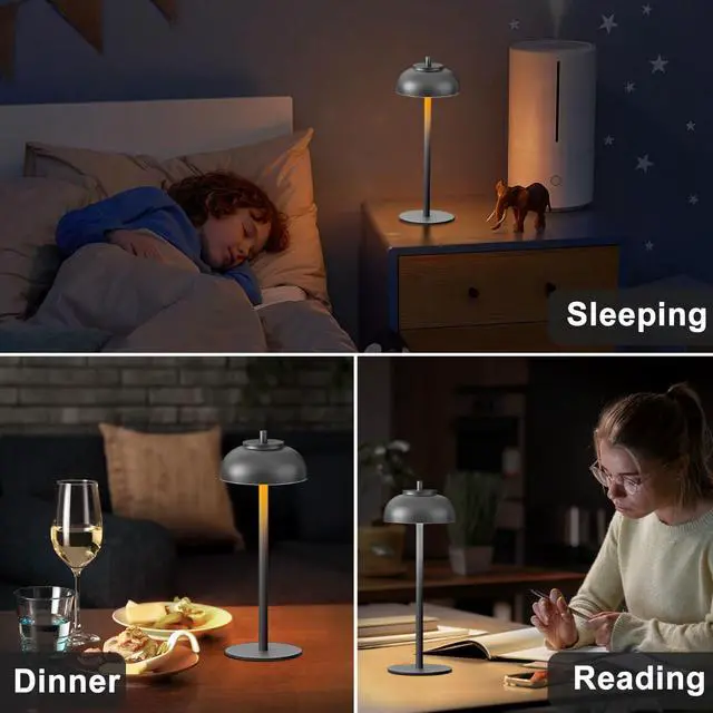 Alt view image 3 of 7 - Cordless Table Lamps, Rechargeable LED Touch Lamp, Black, 2 Pack | Waterproof, 5000mAh battery, 3 color temperatures, 10-100% touch dimming, for patio, table top, dinner, restaurant, home bar