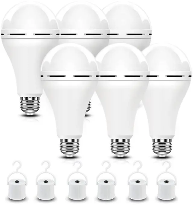 Main image of A21 6PK Emergency-Rechargeable-Light-Bulb, Keep Lighting During Power Outage, 12W 6500K LED 65W Equivalent Light Bulbs, 1200 mAh Battery Backup Light Bulbs for Home Power Failure