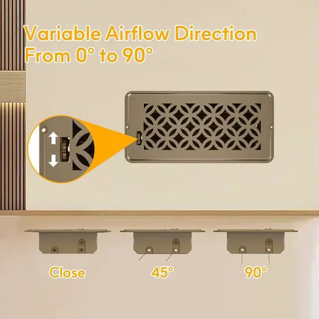 Alt view image 5 of 7 - 2 Pack Floor Vent Covers, Floor Register 4x10, Adjustable Decorative Vent Covers for Home Floor Ceiling or Sidewall Vent, Heavy Duty Walkable Steel Floor Vents, Rust-Proof Finish (Brown)