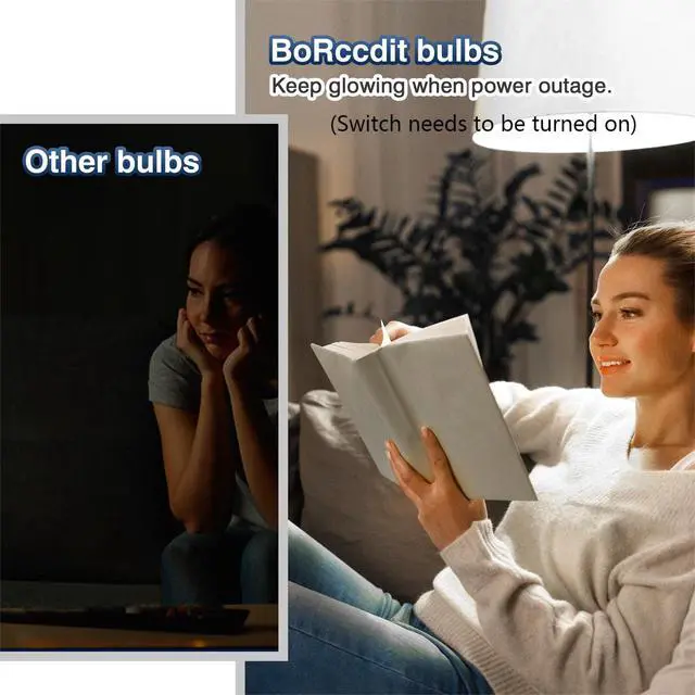 Alt view image 4 of 7 - A21 6PK Emergency-Rechargeable-Light-Bulb, Keep Lighting During Power Outage, 12W 6500K LED 65W Equivalent Light Bulbs, 1200 mAh Battery Backup Light Bulbs for Home Power Failure
