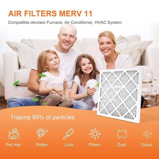 Alt view image 3 of 6 - 14x14x1 Air Filter 6 Pack MERV 11 | AC HVAC Furnace Pleated Air Filters for Home Office MPR 1000 FPR 7 (Actual Size: 13.75x13.75x0.75 inch)