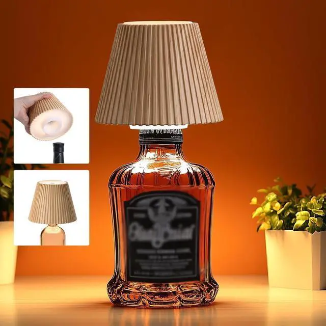Main image of Wireless Bottle Lamp, LED Bottle Light Topper for Liquor Wine Bottles | Rechargeable Cordless Lamp Shade for Bar Table Home Decor, Modern Infinity Wine Bottle Light, Gifts for Women