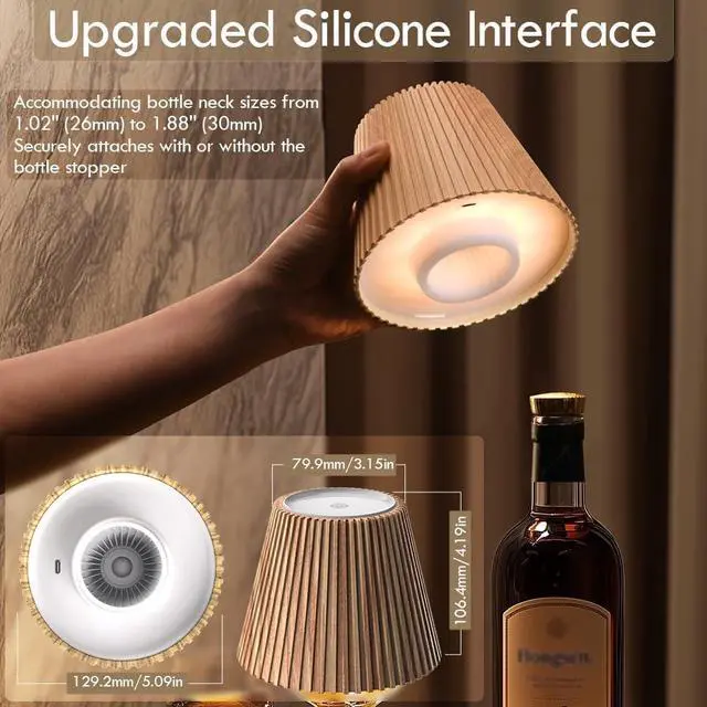 Alt view image 6 of 7 - Wireless Bottle Lamp, LED Bottle Light Topper for Liquor Wine Bottles | Rechargeable Cordless Lamp Shade for Bar Table Home Decor, Modern Infinity Wine Bottle Light, Gifts for Women