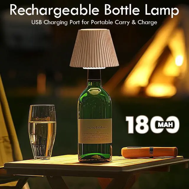 Alt view image 5 of 7 - Wireless Bottle Lamp, LED Bottle Light Topper for Liquor Wine Bottles | Rechargeable Cordless Lamp Shade for Bar Table Home Decor, Modern Infinity Wine Bottle Light, Gifts for Women