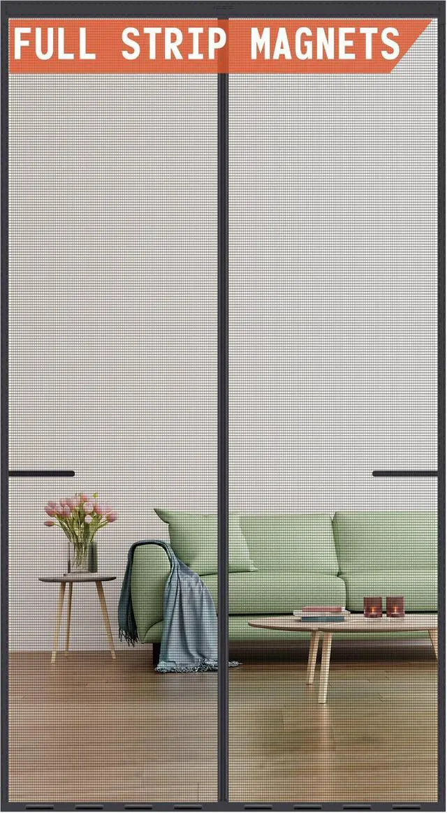 Main image of Magnetic Screen Door Upgraded-Model Full Strip Magnets Fit Door to 38x82 | Heavy Duty Fiberglass Mesh,Retractable Door Screen Magnetic Closure for Single Front Sliding Door,Black