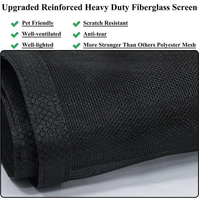 Alt view image 5 of 7 - Magnetic Screen Door Upgraded-Model Full Strip Magnets Fit Door to 38x82 | Heavy Duty Fiberglass Mesh,Retractable Door Screen Magnetic Closure for Single Front Sliding Door,Black