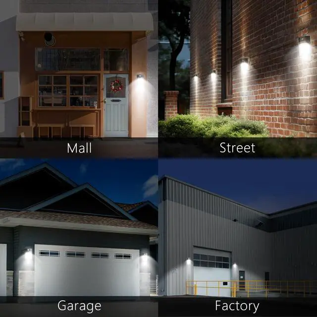 Alt view image 6 of 6 - 30W LED Wall Pack Light with Dusk to Dawn Sensor, 3600LM, 5000K Daylight, 120Vac Led Porch Lights, IP65 Waterproof Outdoor Security Lighting for Garage Warehouse Garden, ETL Certified, 2 Pack