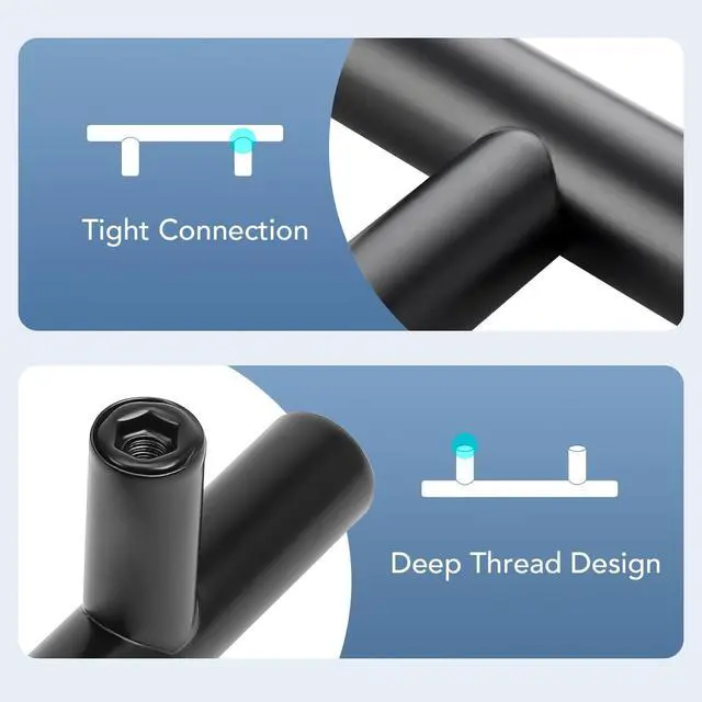 Alt view image 5 of 7 - Black Cabinet Handles, 30 Pack Drawer Pulls, 4 inch Hole Center | 6-3/8in Overall Lenghth, T Bar Pull, Smooth Grip, Easy Cabinet Upgrade, For Kitchen Cabinets, Drawers, Cupboards, Dressers