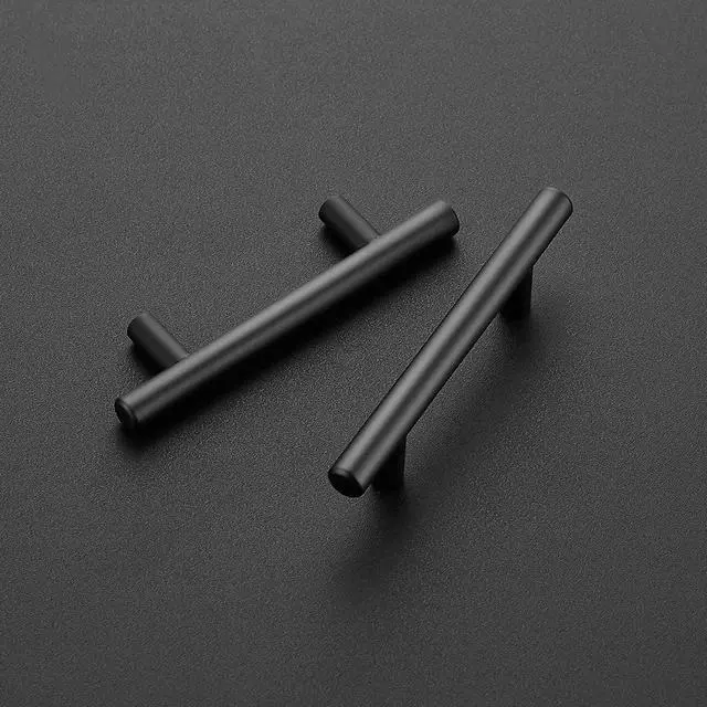 Alt view image 2 of 7 - Black Cabinet Handles, 30 Pack Drawer Pulls, 4 inch Hole Center | 6-3/8in Overall Lenghth, T Bar Pull, Smooth Grip, Easy Cabinet Upgrade, For Kitchen Cabinets, Drawers, Cupboards, Dressers