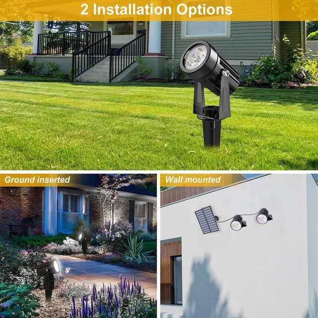 Alt view image 6 of 7 - Solar Spot Lights Outdoor, Solar Landscape Spotlights IP65 Waterproof 9.8ft Cable,Auto On/Off Outdoor Wall Lights for Garden Yard Driveway Porch Walkway Pool (6000K White)