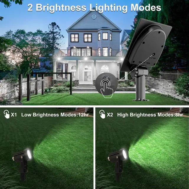 Alt view image 5 of 7 - Solar Spot Lights Outdoor, Solar Landscape Spotlights IP65 Waterproof 9.8ft Cable,Auto On/Off Outdoor Wall Lights for Garden Yard Driveway Porch Walkway Pool (6000K White)