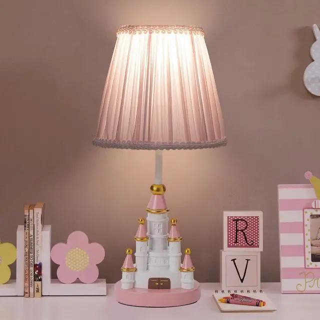 Main image of Kids Table Lamp, Adorable 14 Inch Castle Style Kids Desk Lamp, Pink Bedside Lamp Ideal for Girls Bedroom Decor, Includes LED Bulb