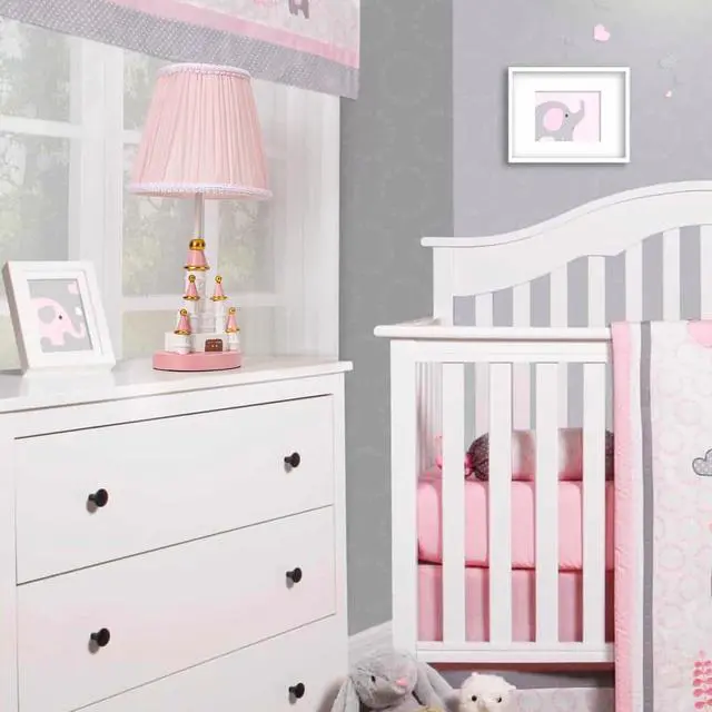 Alt view image 2 of 7 - Kids Table Lamp, Adorable 14 Inch Castle Style Kids Desk Lamp, Pink Bedside Lamp Ideal for Girls Bedroom Decor, Includes LED Bulb