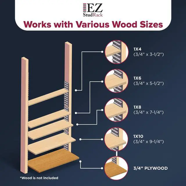 Alt view image 4 of 7 - Made in USA Adjustable Shelf Brackets, 8-Pack (4 Pairs) Easy-to-Adjust One-Row Storage for Custom-Fit Shelves Your Items, Your Wood, You Supply It