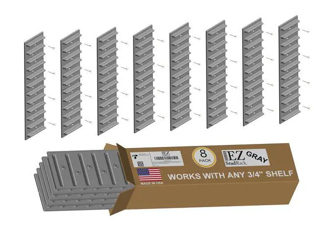Alt view image 7 of 7 - Made in USA Adjustable Shelf Brackets, 8-Pack (4 Pairs) Easy-to-Adjust One-Row Storage for Custom-Fit Shelves Your Items, Your Wood, You Supply It