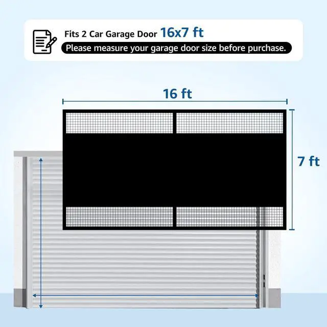 Alt view image 3 of 7 - Garage Door Screen 2 Car 16x7 Ft, Privacy Magnetic Closure Garage Net Screen for Garage & Patio, Keep Tiny Animals Out & Pet Friendly, 20 Mins Quick Install for Home Gym, Porch, Balcony(Black)