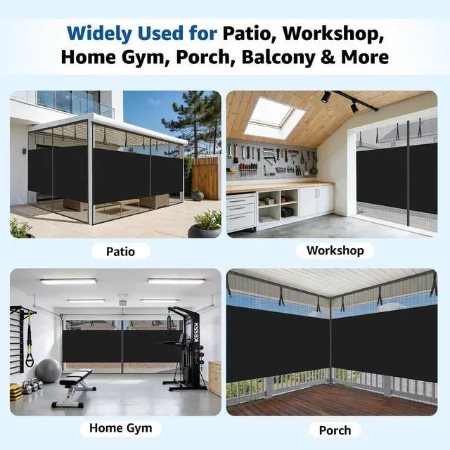 Alt view image 5 of 7 - Garage Door Screen 2 Car 16x7 Ft, Privacy Magnetic Closure Garage Net Screen for Garage & Patio, Keep Tiny Animals Out & Pet Friendly, 20 Mins Quick Install for Home Gym, Porch, Balcony(Black)