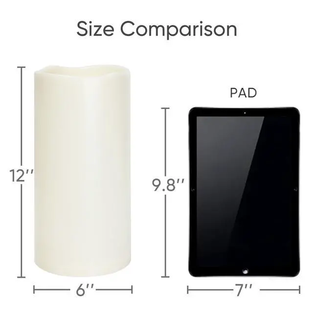 Alt view image 3 of 7 - 6" x 12" Extra Large Outdoor Waterproof Candle with Auto 6-Hour Timer, Ivory Plastic Made, Long Last for Half A Year