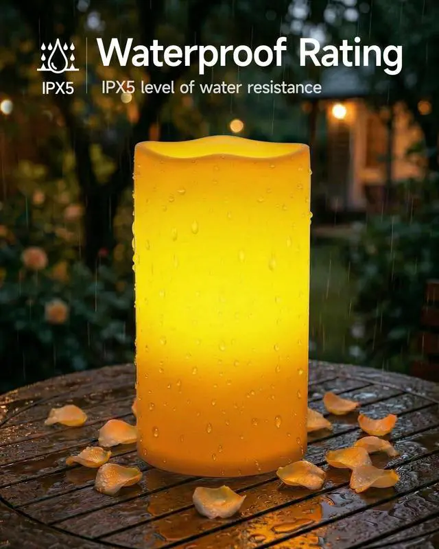 Alt view image 4 of 7 - 6" x 12" Extra Large Outdoor Waterproof Candle with Auto 6-Hour Timer, Ivory Plastic Made, Long Last for Half A Year