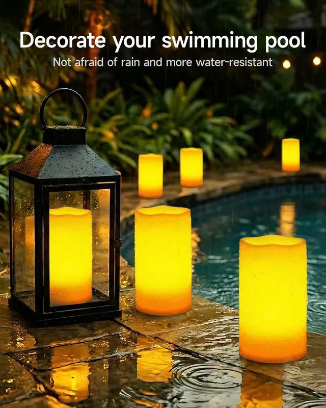 Alt view image 7 of 7 - 6" x 12" Extra Large Outdoor Waterproof Candle with Auto 6-Hour Timer, Ivory Plastic Made, Long Last for Half A Year