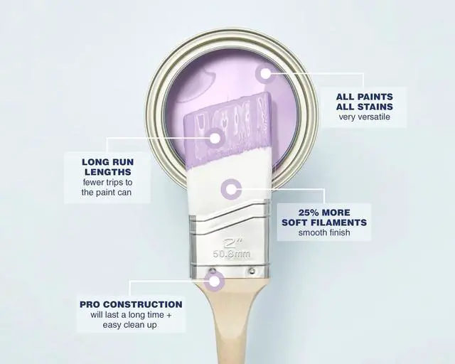 Alt view image 3 of 5 - Precision Detail Paint Brush, Pro Grade, Angled for Cutting in, Trim and Furniture, 2-inch