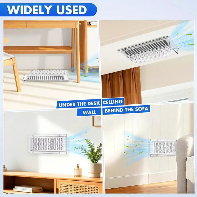 Alt view image 6 of 7 - Super Magnetic Vent Deflector, Sideways Air & Heat Deflectors 2 Pack | One-Piece Snap-Lock Vent Redirector for Wall, Floor & Ceiling Vents, Fits 4"x10" Duct Openings, Adjustable Airflow Control