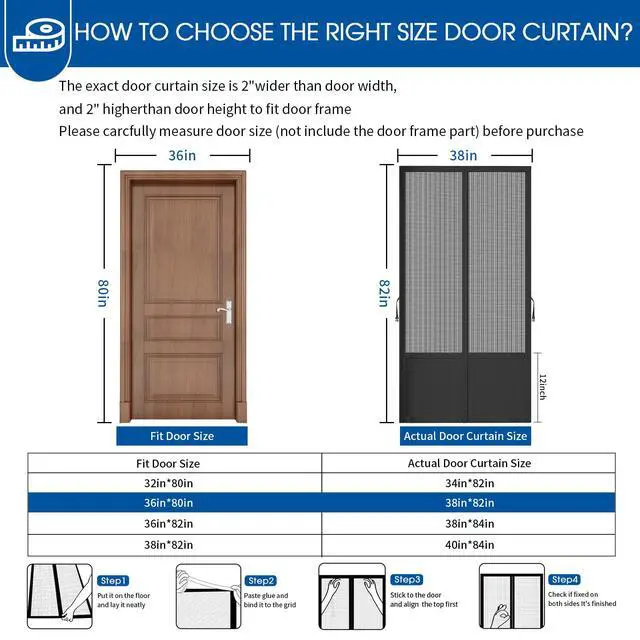 Alt view image 2 of 7 - Magnetic Screen Door Fits 36x80 Inch Front Door Heavy Duty Fiberglass Mesh, 36 Magnets Auto Close, Tool-Free Installation, Keeps Bugs Out,Pet & Kid Friendly with Storage Bag,Black