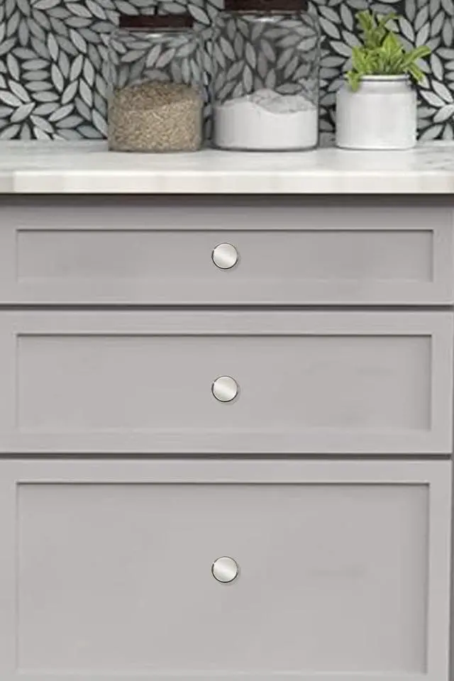 Alt view image 3 of 5 - 10 Pack Modern Polished Nickel Cabinet Knobs 1-1/4 inch Diameter Round Ergonomic Grip Indoor Use Kitchen Bathroom