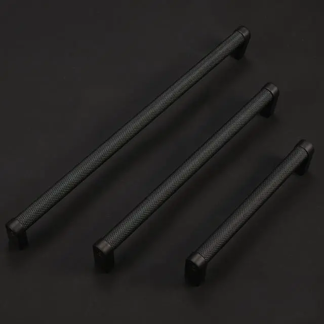 Alt view image 6 of 6 - 10 Pack 5 Inch Matte Black Kitchen Cabinet Handles Knurled Cabinet Pulls Black Drawer Pulls Kitchen Hardware