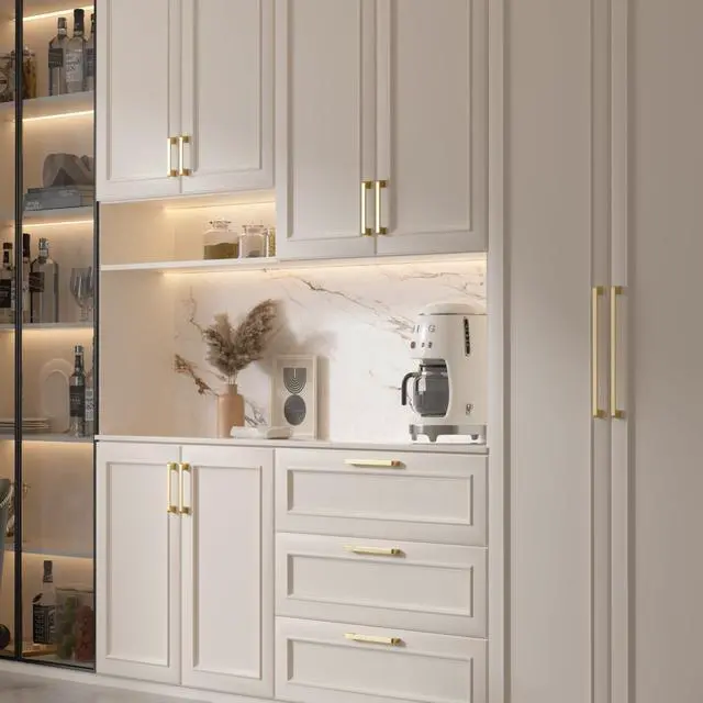 Alt view image 3 of 7 - 10 Pack 5 Inch Brushed Gold Cabinet Pulls Solid Zinc Alloy Gold Cabinet Handles - Brushed Brass Dresser Drawer Pulls for Kitchen Cabinet Hardware Zinc Alloy Handles