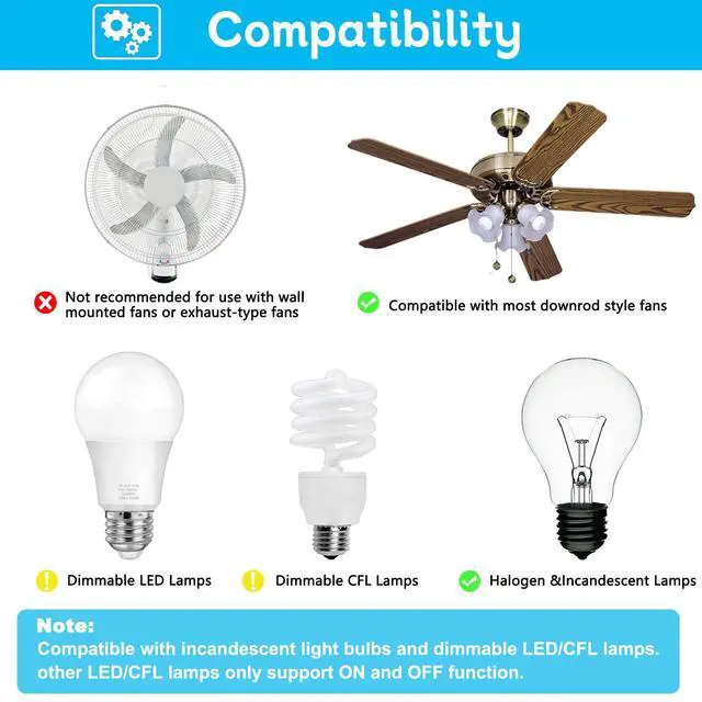 Alt view image 5 of 7 - Ceiling Fan Remote Control Kit with Receiver, Replacement for Hunter 99770 | Compatible with Hunter 99770, 99772, 99392, 99813, 99122, Universal 3-Speeds Remote Control Kit, Fans Control with Dimmer
