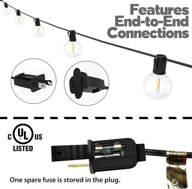 Alt view image 2 of 7 - String Lights, LED 25 Light Bulbs 25Ft G40 Globe String Lights with Bulbs for Indoor/Outdoor Commercial Decor