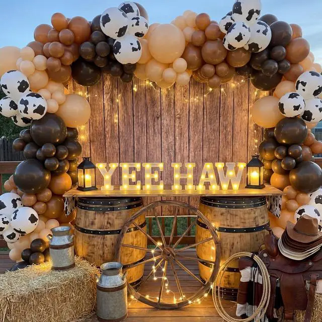 Alt view image 7 of 7 - 6 Pcs Western Party Decorations Yee Haw LED Light up Sign West Neon Birthday Table Decorations for Cowboy Cowgirl Western Themed Birthday Baby Shower Party Decor