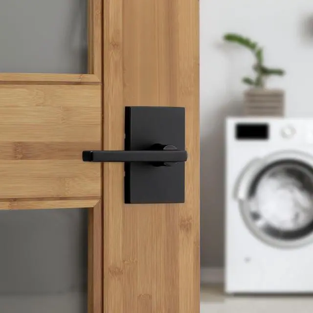 Alt view image 2 of 7 - Halifax Interior Passage Door Handle, Lever For Closet and Hallway Doors, Reversible Non-Locking Handle Lever, Matte Black, with Microban Protection