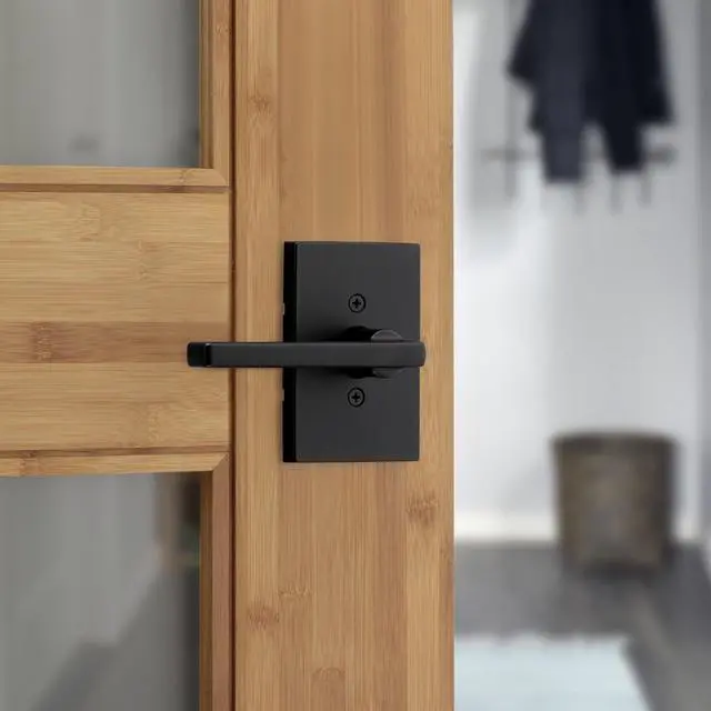 Alt view image 3 of 7 - Halifax Interior Passage Door Handle, Lever For Closet and Hallway Doors, Reversible Non-Locking Handle Lever, Matte Black, with Microban Protection