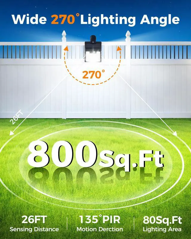 Alt view image 5 of 7 - 2 Pack Clip On Solar Lights Outdoor, 600LM Motion Sensor Solar Fence Lights, No Drill Installation Solar Lights for Fence Deck Railing Gutter, IP65 Waterproof Outdoor Security Lights
