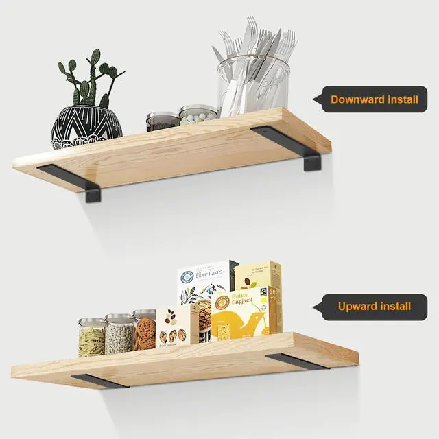 Alt view image 4 of 7 - Floating Shelf Brackets 10 inch, Heavy Duty Wall Shelf Bracket 6 Pack for Shelves Support, Hidden Metal L Brackets with Mounting Hardware (1/5'' Thick)