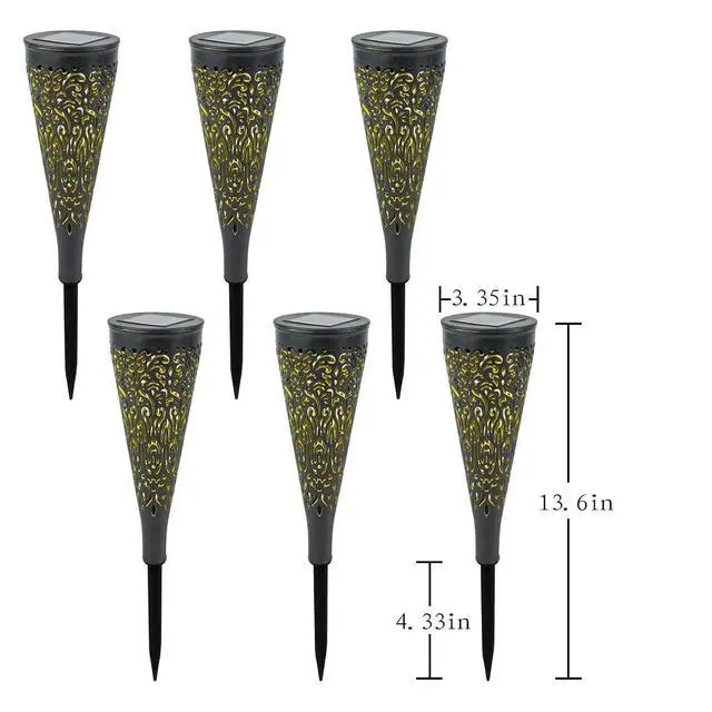 Alt view image 7 of 7 - 6 Pack Solar Lights Outdoor Garden Decorative Mandala Solar Garden Lights with Warm Light Waterproof Solar Pathway Landscape Lights for Path Patio Backyard Walkway Yard Lawn Decor (Black)