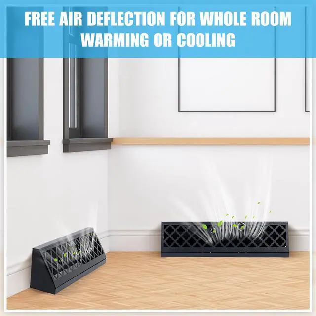 Alt view image 6 of 6 - 2 Pcs 15 Inch Baseboard Register Duct Opening Size Modern Design Vent Covers for Home Floor Wall Baseboard Air Covers Supply Floor Diffuser Including Screws (Black)