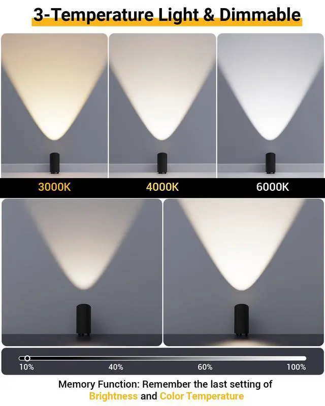 Alt view image 4 of 7 - 2 Pack Uplighting Indoor, LED Floor Can Lights with Remote and Timer, 3 Color Temps Dimmable Spotlight for Corner Sofa Plant Home Accent Lighting, 5.9 FT Plug Cord & Foot Switch, Black