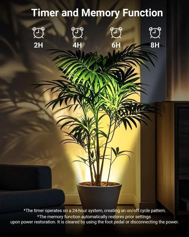 Alt view image 6 of 7 - 2 Pack Uplighting Indoor, LED Floor Can Lights with Remote and Timer, 3 Color Temps Dimmable Spotlight for Corner Sofa Plant Home Accent Lighting, 5.9 FT Plug Cord & Foot Switch, Black