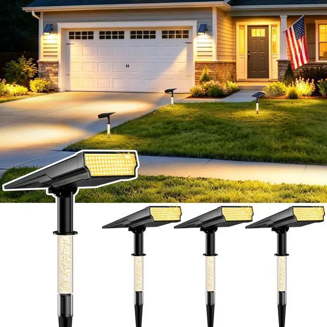 Main image of Solar Lights Outdoor Waterproof IP65, 76 LED Solar Landscape Lights, 2-in-1 Spotlight & Ambient Glow, Solar Powered Spotlights for Palm Tree, Pathway, Yard, Flag Pole, Warm White-4 Pack