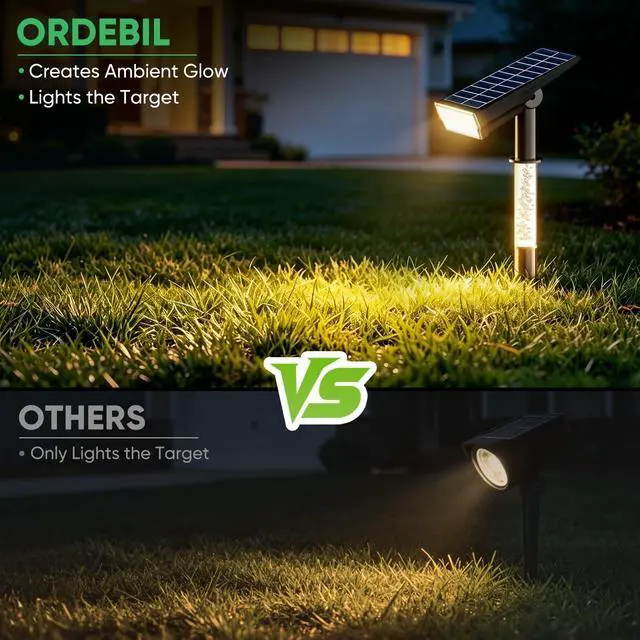 Alt view image 2 of 7 - Solar Lights Outdoor Waterproof IP65, 76 LED Solar Landscape Lights, 2-in-1 Spotlight & Ambient Glow, Solar Powered Spotlights for Palm Tree, Pathway, Yard, Flag Pole, Warm White-4 Pack