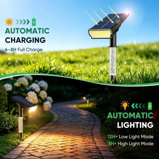 Alt view image 4 of 7 - Solar Lights Outdoor Waterproof IP65, 76 LED Solar Landscape Lights, 2-in-1 Spotlight & Ambient Glow, Solar Powered Spotlights for Palm Tree, Pathway, Yard, Flag Pole, Warm White-4 Pack